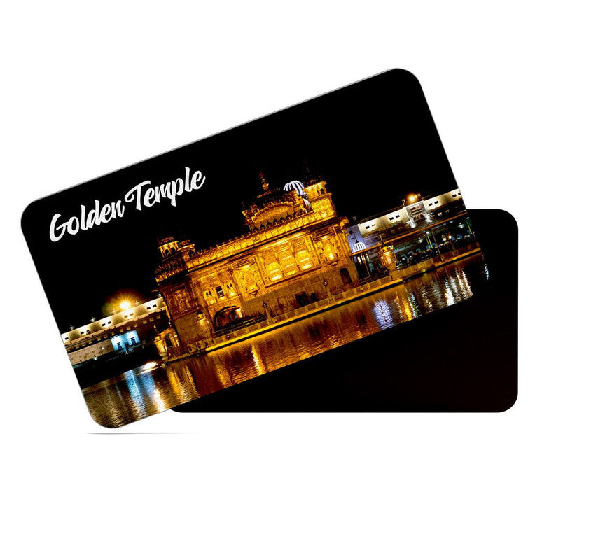 dhcrafts Rectangular Rubber Fridge Magnet / Magnetic Card Multicolor Punjab Golden Temple Design Pack of 1 (8.6cm x 5.4cm)